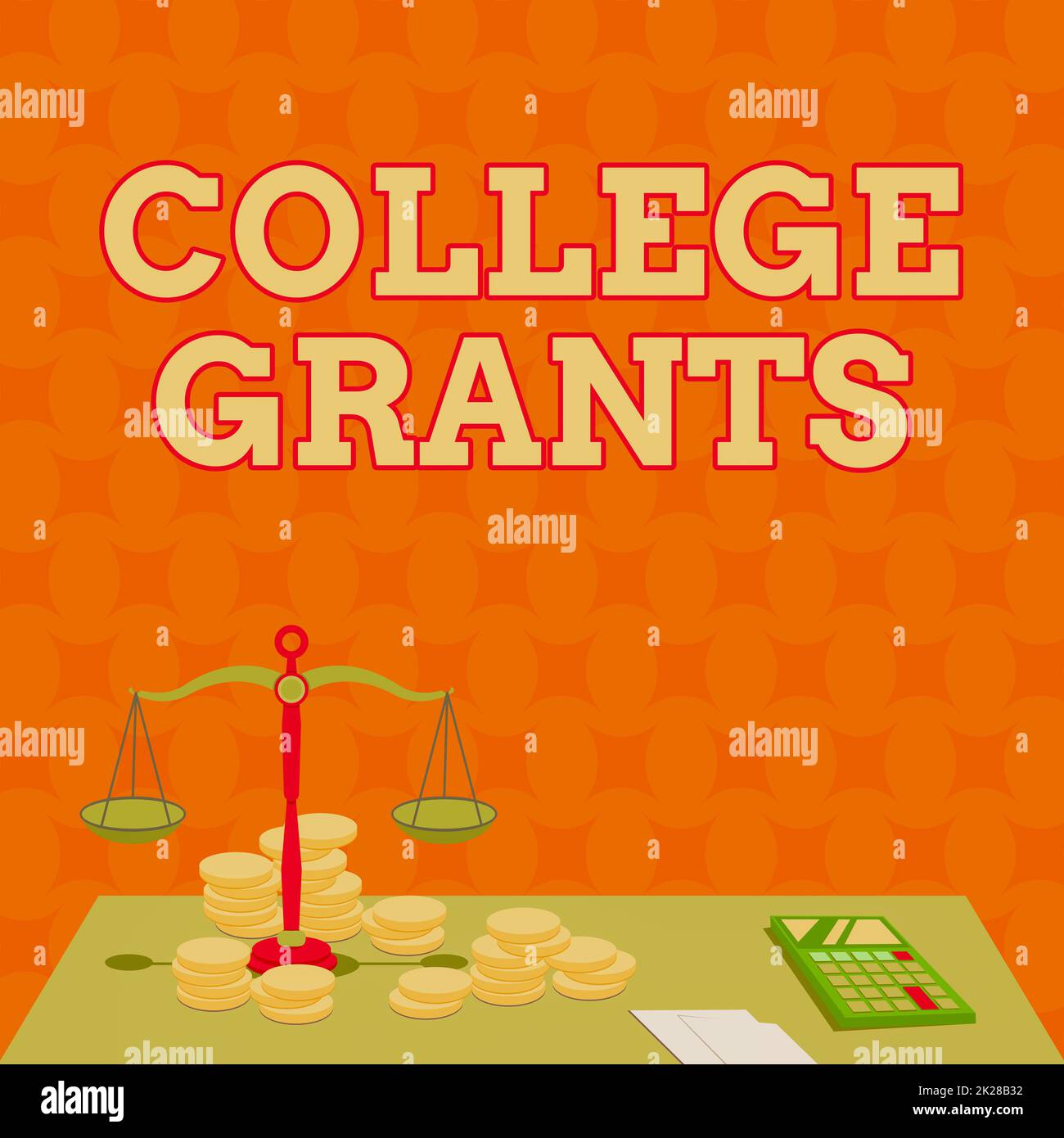 Conceptual display College Grants. Business approach monetary gifts to showing who are pursuing higher education Balance Scale Surrounded By Coins Calculator Counting Financial Mortgages. Stock Photo