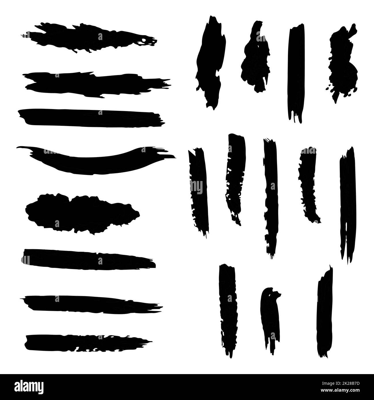 Different strokes of black paint on a white background - Vector Stock ...