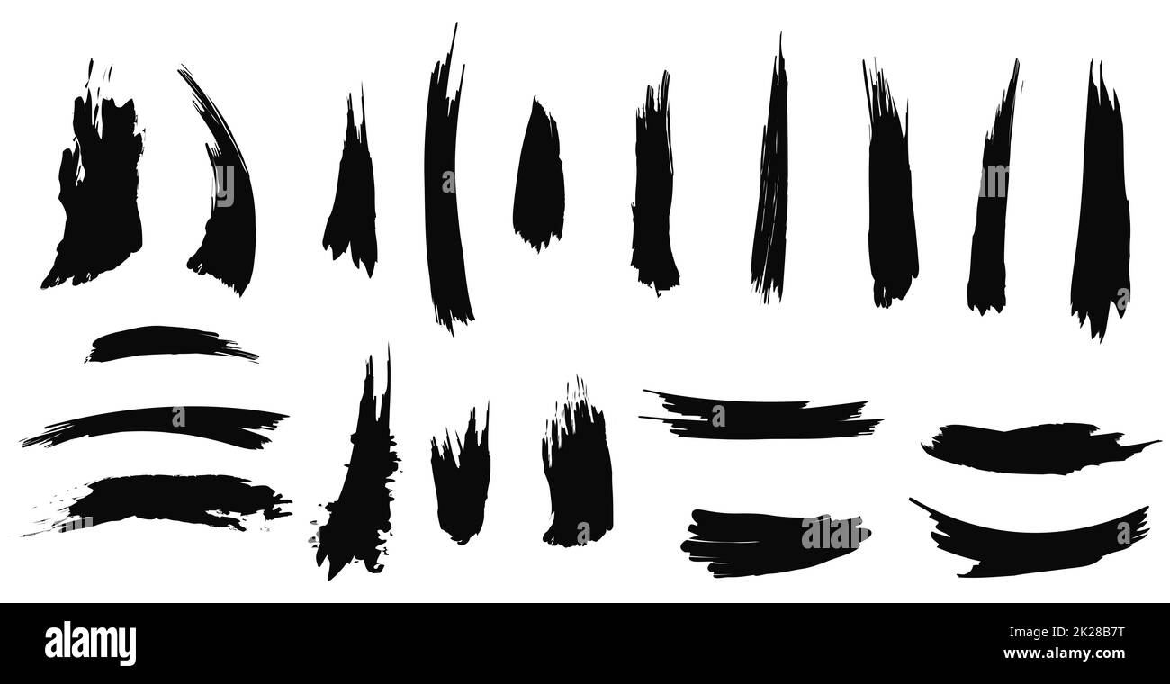 Different strokes of black paint on a white background - Vector Stock ...