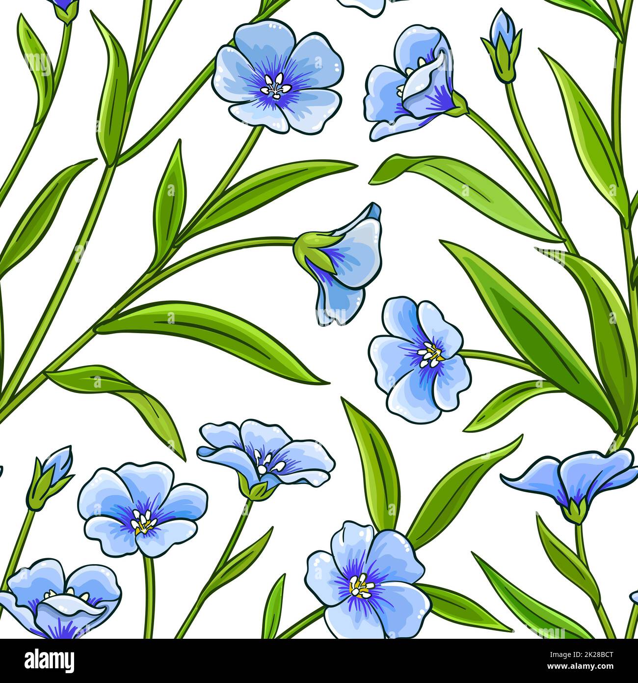 flax plant vector pattern on white background Stock Photo - Alamy
