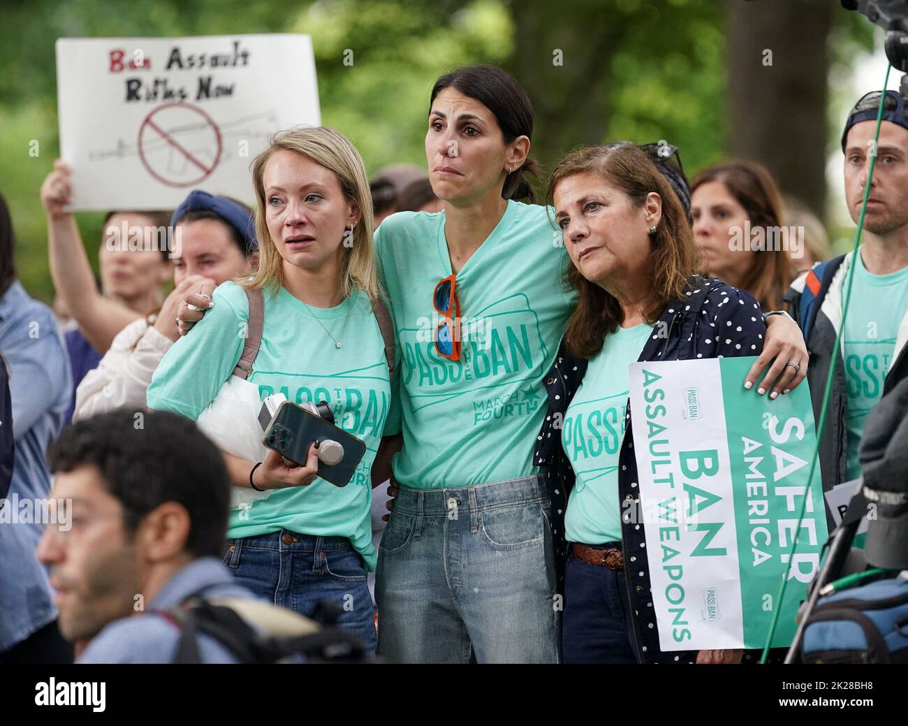 Women listen to a speaker at a rally calling on Congress to pass legislation banning assault style weapons, at the U.S. Capitol in Washington, U.S., September 22, 2022. REUTERS/Kevin Lamarque Stock Photo