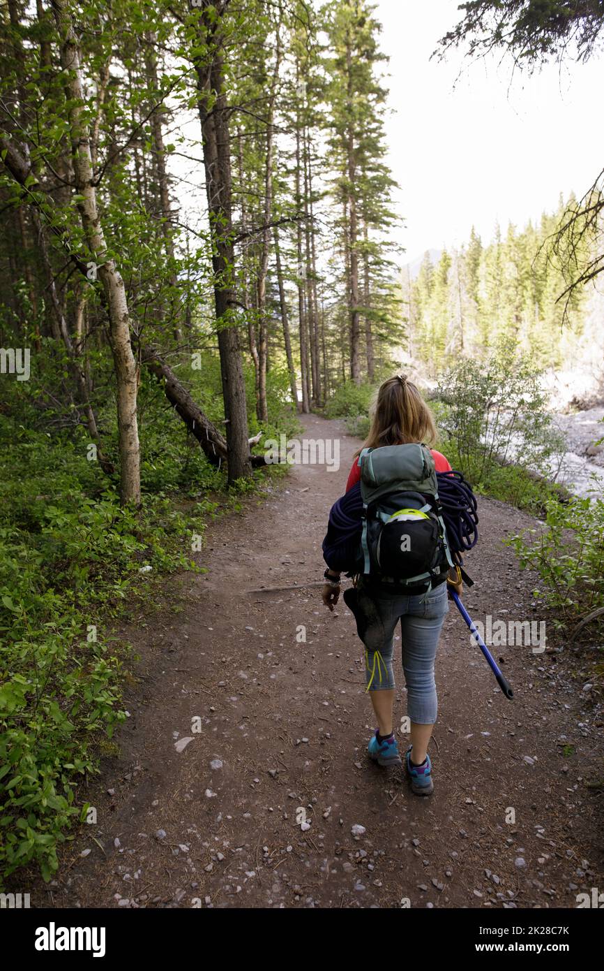 Woman walking on a trail in nature hi-res stock photography and images ...