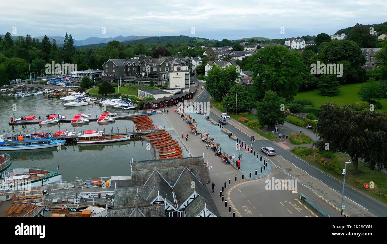 Windermere in the Lake District National Park - aerial view - WINDERMERE, UK - AUGUST 17, 2022 Stock Photo