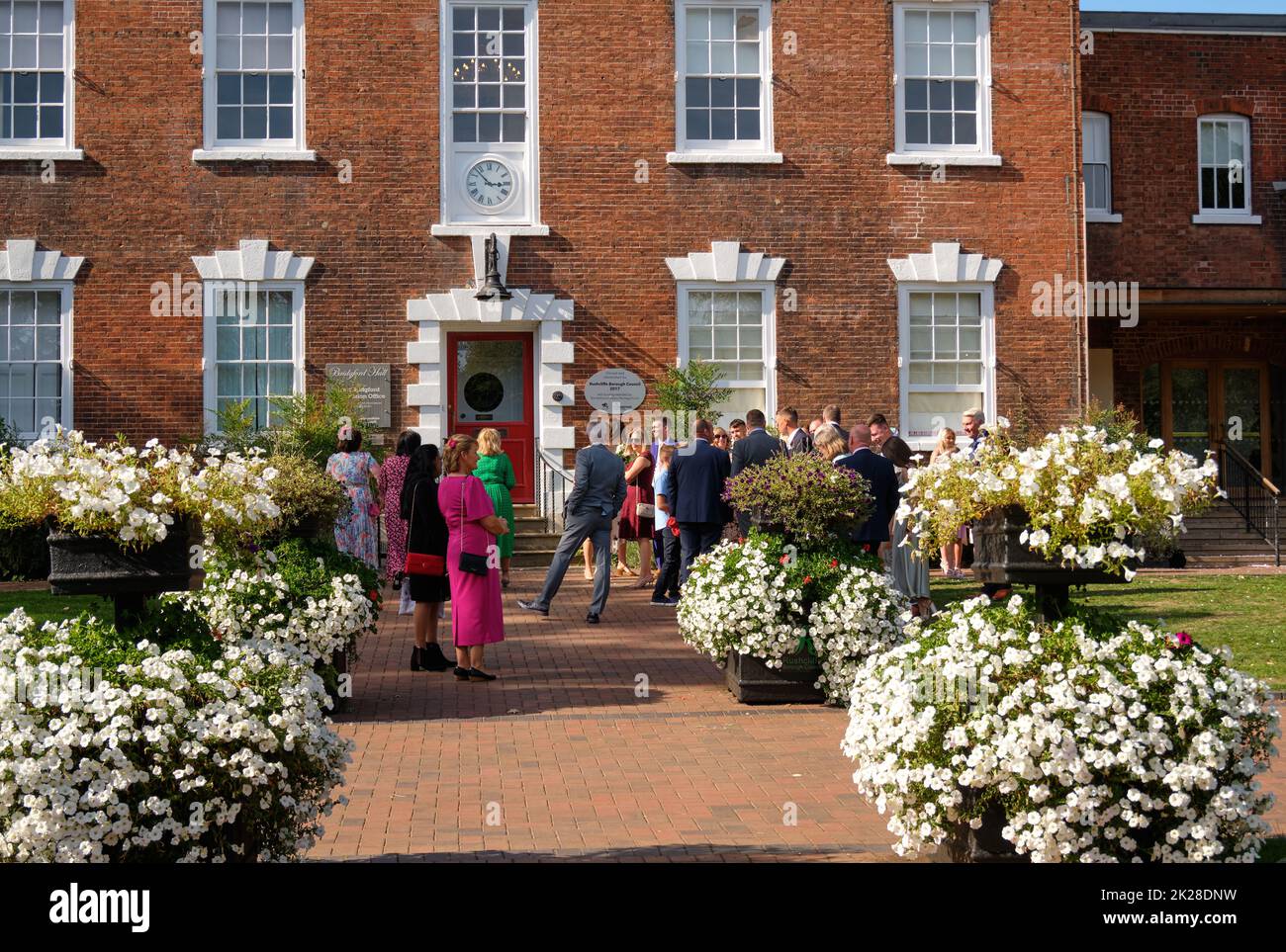 Guests at a registry office wedding in West Bridgford, Nottinghamshire