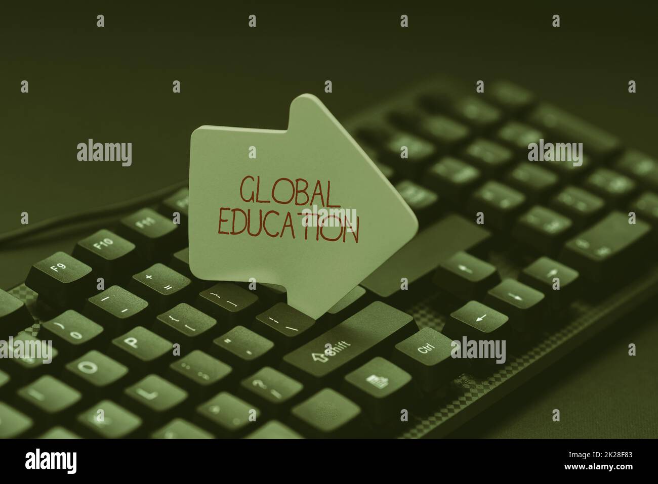 Hand writing sign Global Education. Word Written on interdisciplinary approach to learning concepts necessary Converting Written Notes To Digital Data, Typing Important Coding Files Stock Photo