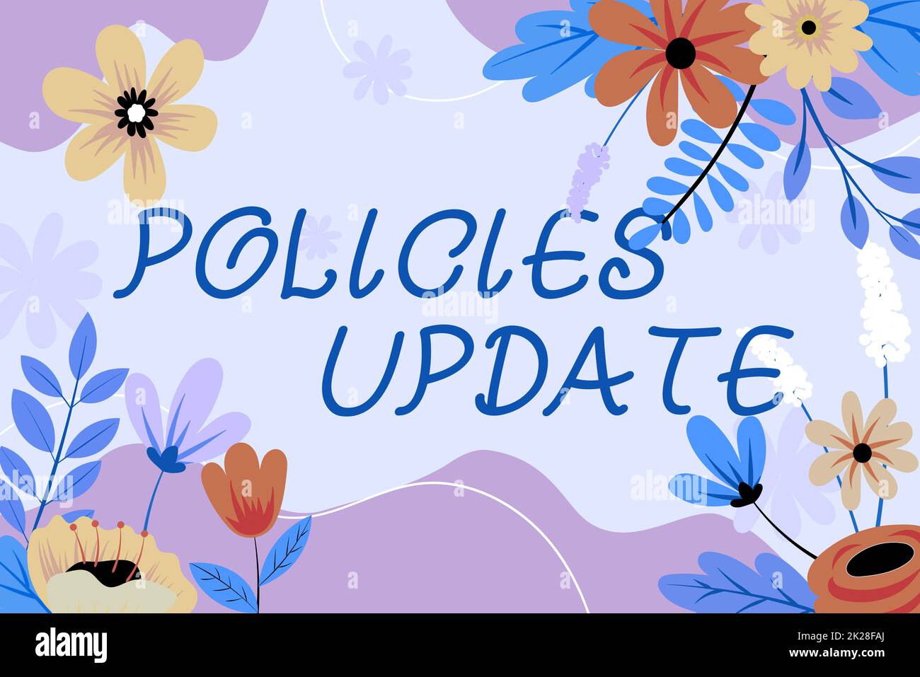 Writing displaying text Policies Update. Business concept act of adding new information or guidelines formulated Blank Frame Decorated With Abstract Modernized Forms Flowers And Foliage. Stock Photo