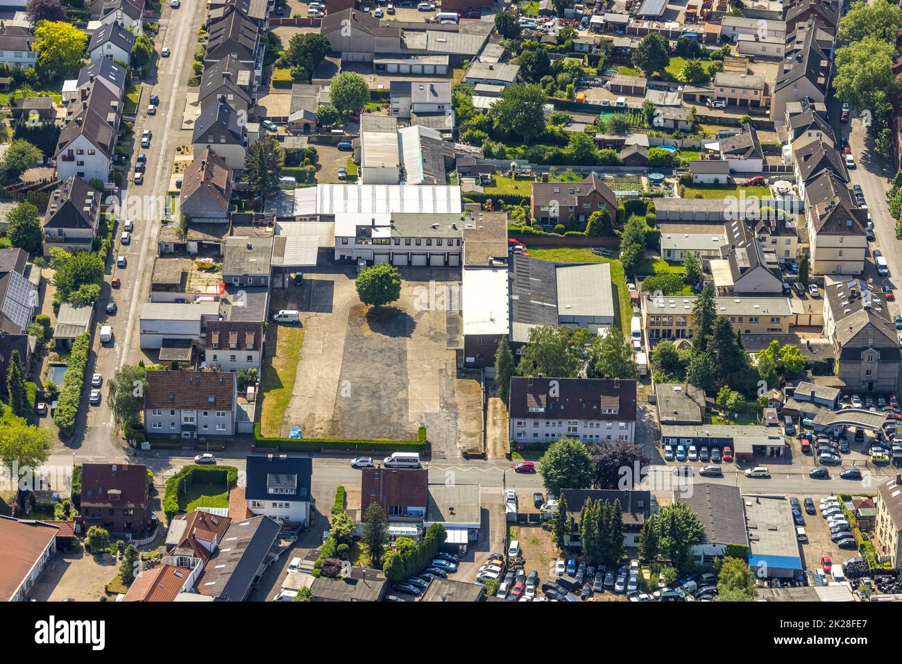 Aerial view, Malteser Hilfsdienst, Bramsfeld, Butendorf, Gladbeck, Ruhr area, North Rhine-Westphalia, Germany, DE, Europe, Aerial photography, Overvie Stock Photo