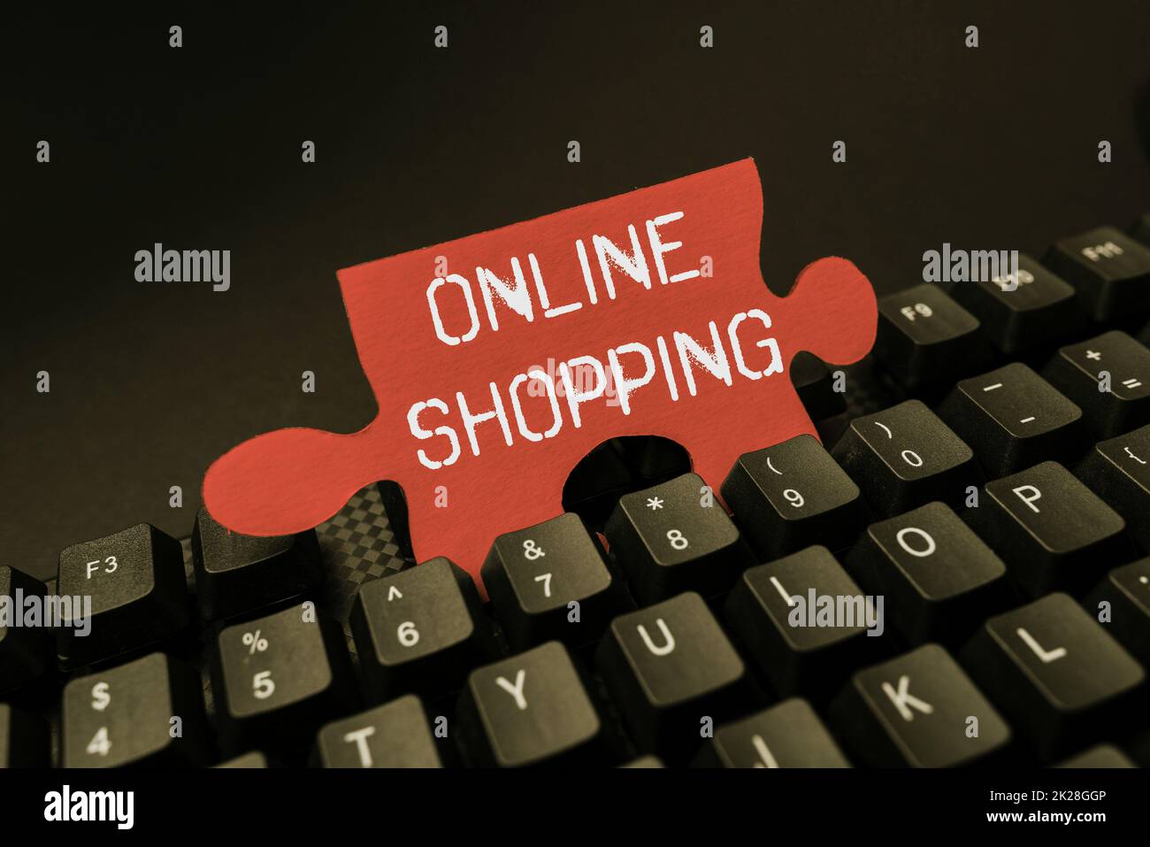 Conceptual display Online Shopping. Business overview ecommerce which let the consumer buy goods using the Internet Typing Image Descriptions And Keywords, Entering New Internet Website Stock Photo
