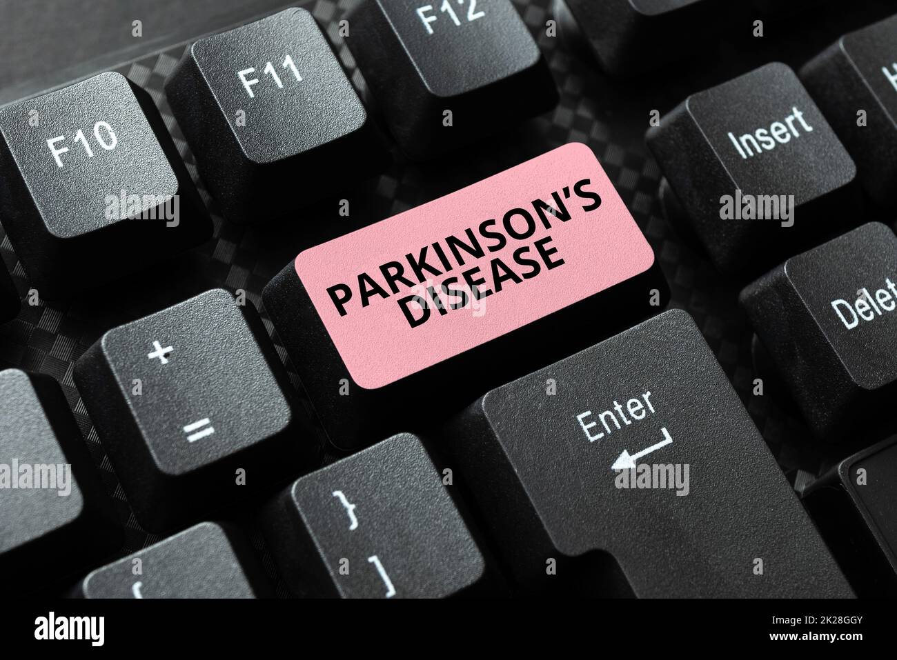 Text showing inspiration Parkinson s is Disease. Business concept nervous system disorder that affects movement Typing Online Class Review Notes, Abstract Retyping Subtitle Tracks Stock Photo