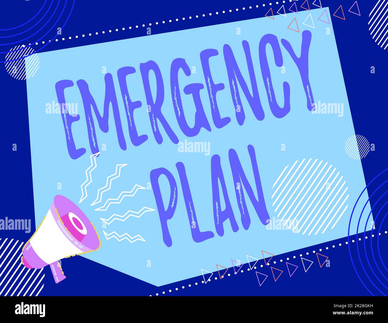 Handwriting text Emergency Plan. Conceptual photo Procedures for response to major emergencies Be prepared Illustration Of A Loud Megaphone Making New Wonderful Announcement Public Stock Photo