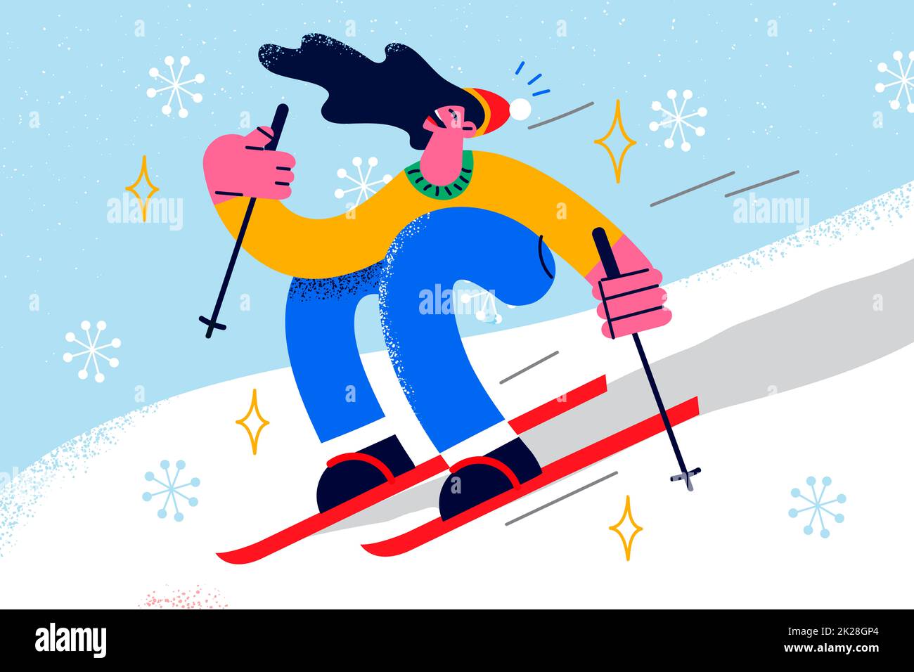 Happy girl skiing on winter holidays in mountains Stock Photo Alamy