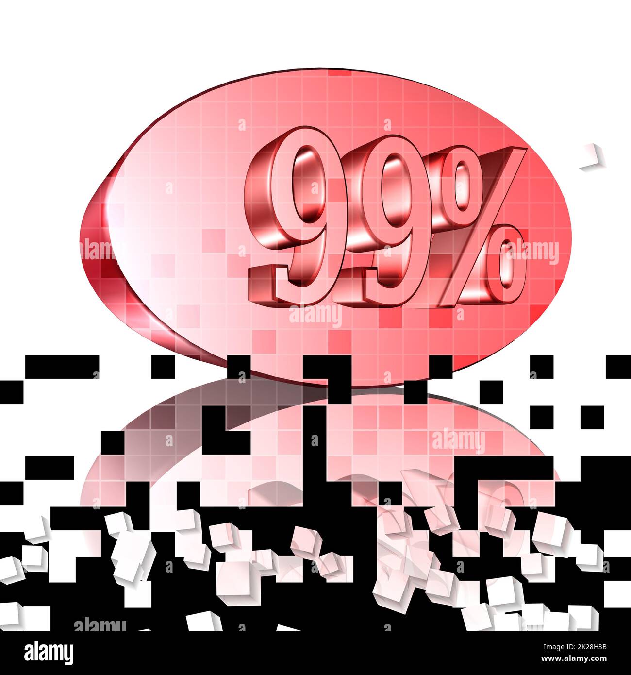 99%, 99 percent as a 3D illustration, 3D rendering Stock Photo - Alamy