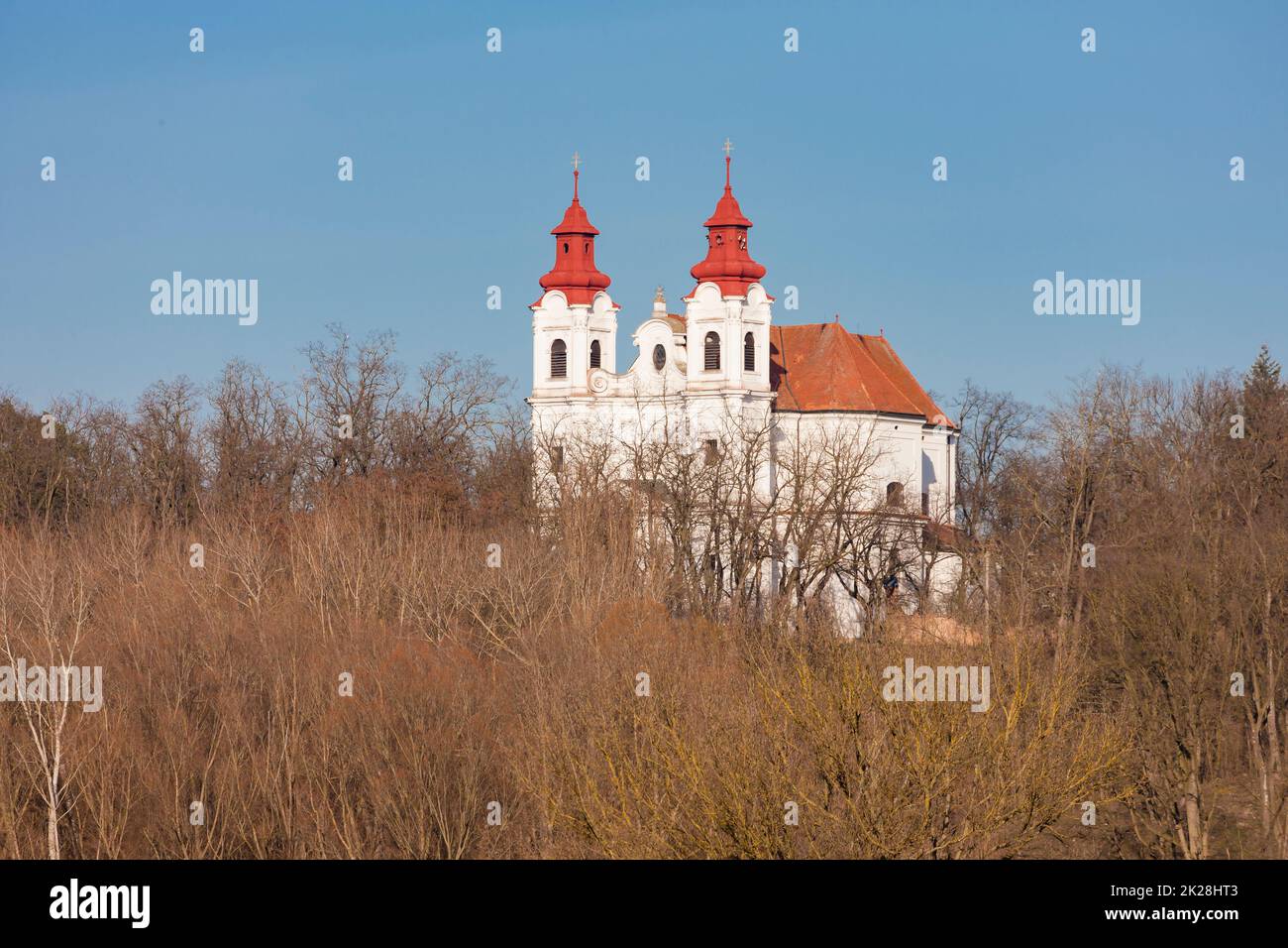 Church of the Visitation of the Virgin Mary, Lechovice, Czech Republic Stock Photo