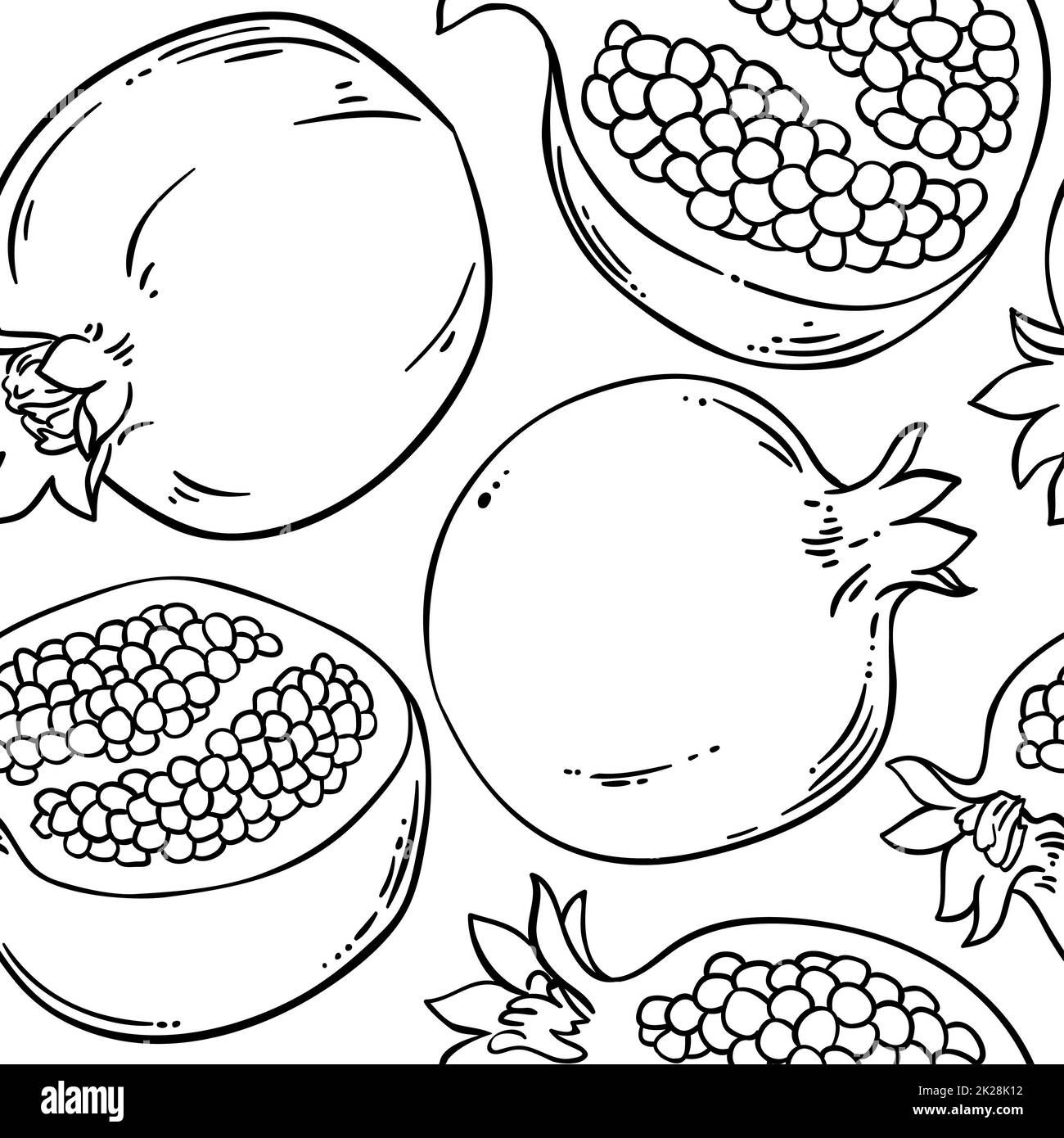 pomegranate fruits vector pattern Stock Photo