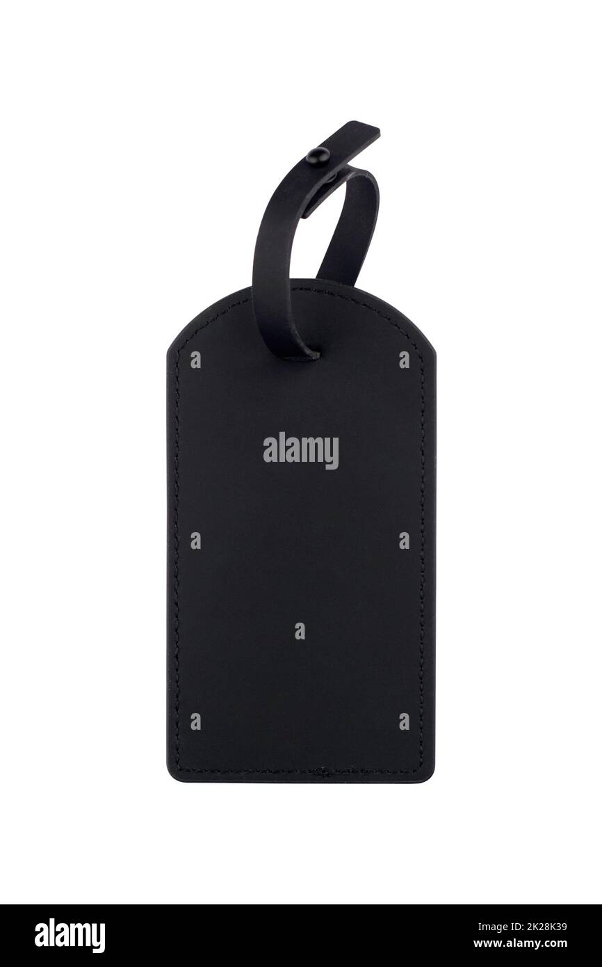 black matte blank leather tag mockup isolated on white background Stock ...
