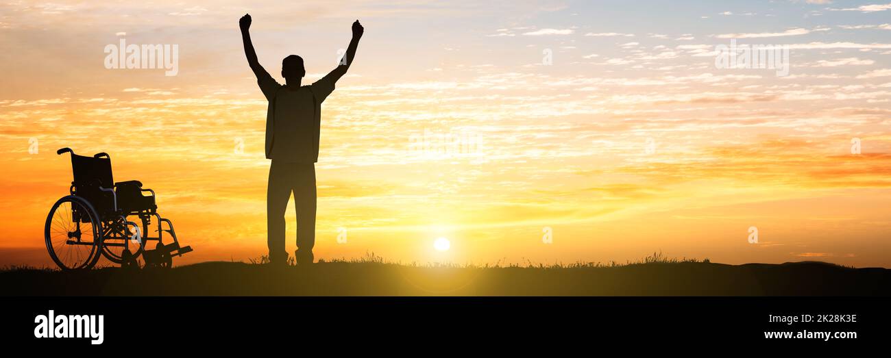 Wheelchair Patient Man Silhouette Can Walk Again Stock Photo Alamy