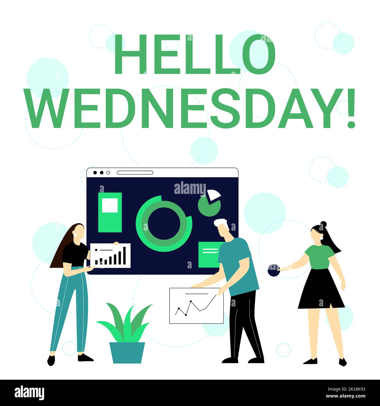 Writing displaying text Hello Wednesday. Business idea Hump day Middle of the working week of the calendar Employee Helping Together Sharing Ideas For Skill Improvement. Stock Photo