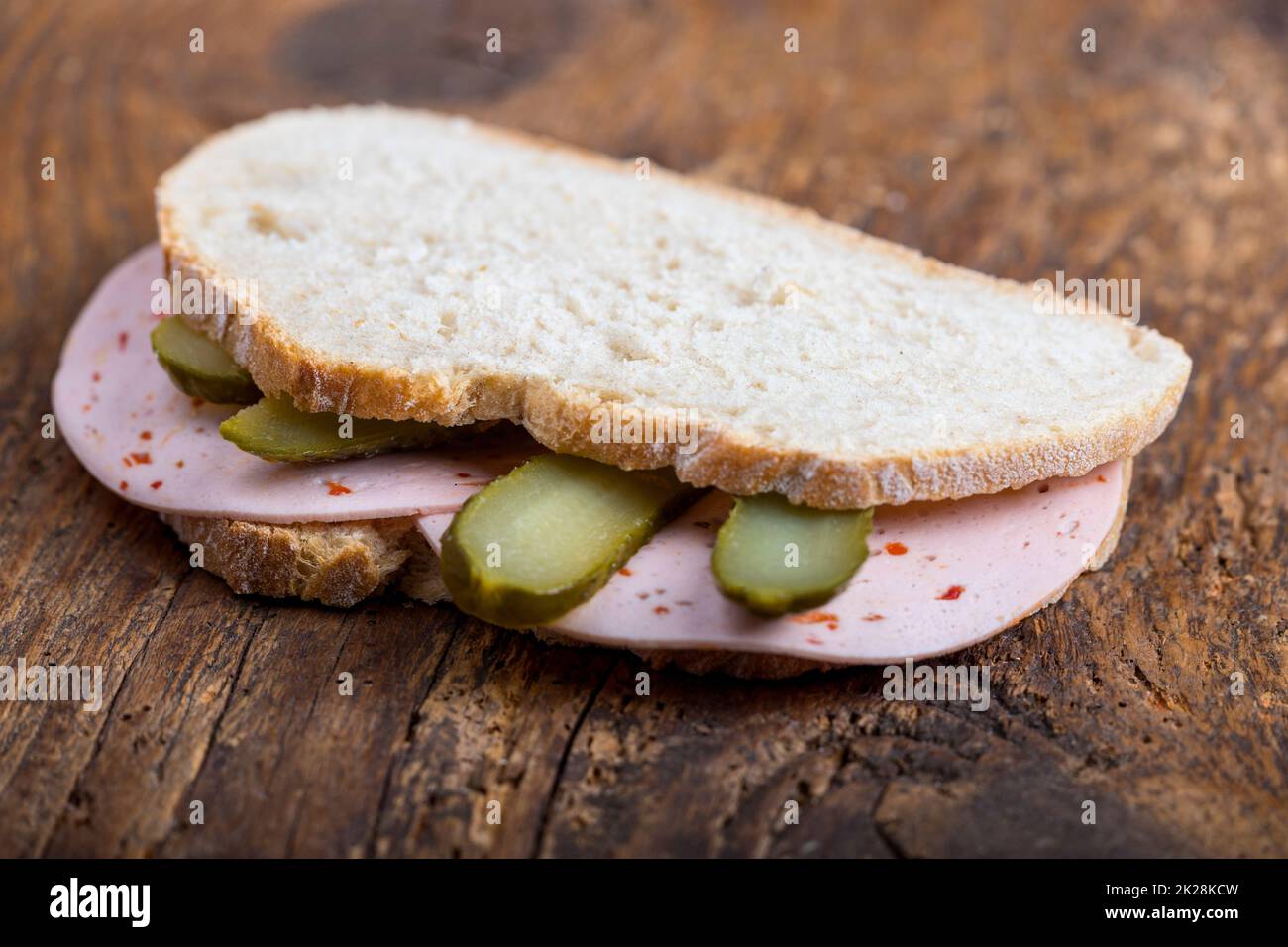 sausage on bread Stock Photo Alamy