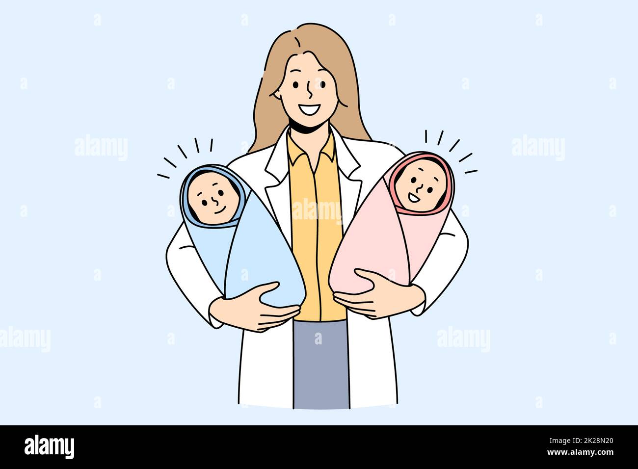 Giving birth to twins concept Stock Photo Alamy