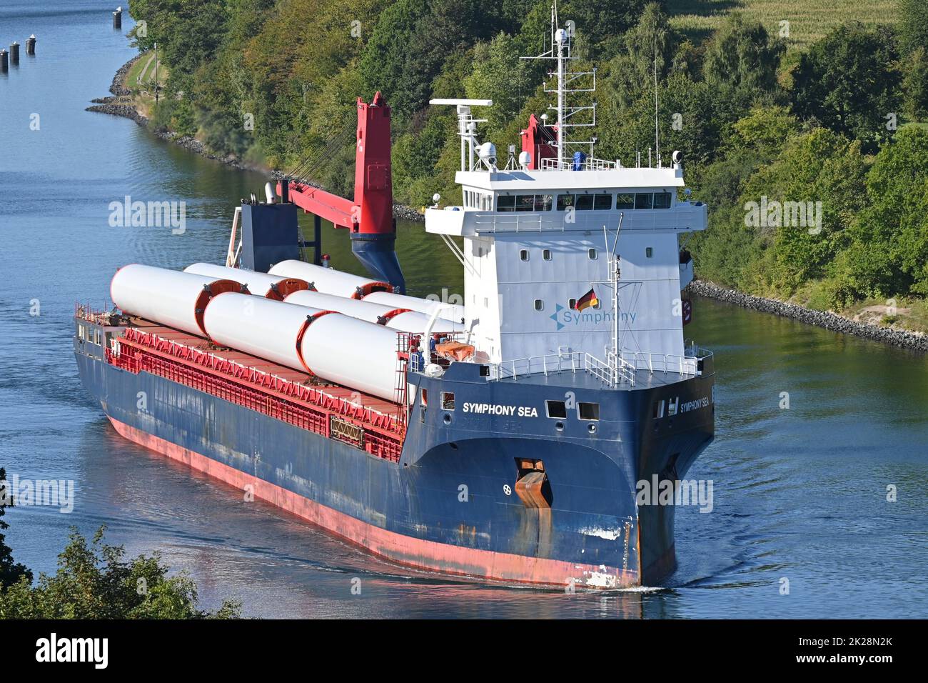 General cargo Ship SYMPHONY SEA passing the Kiel Canal Stock Photo