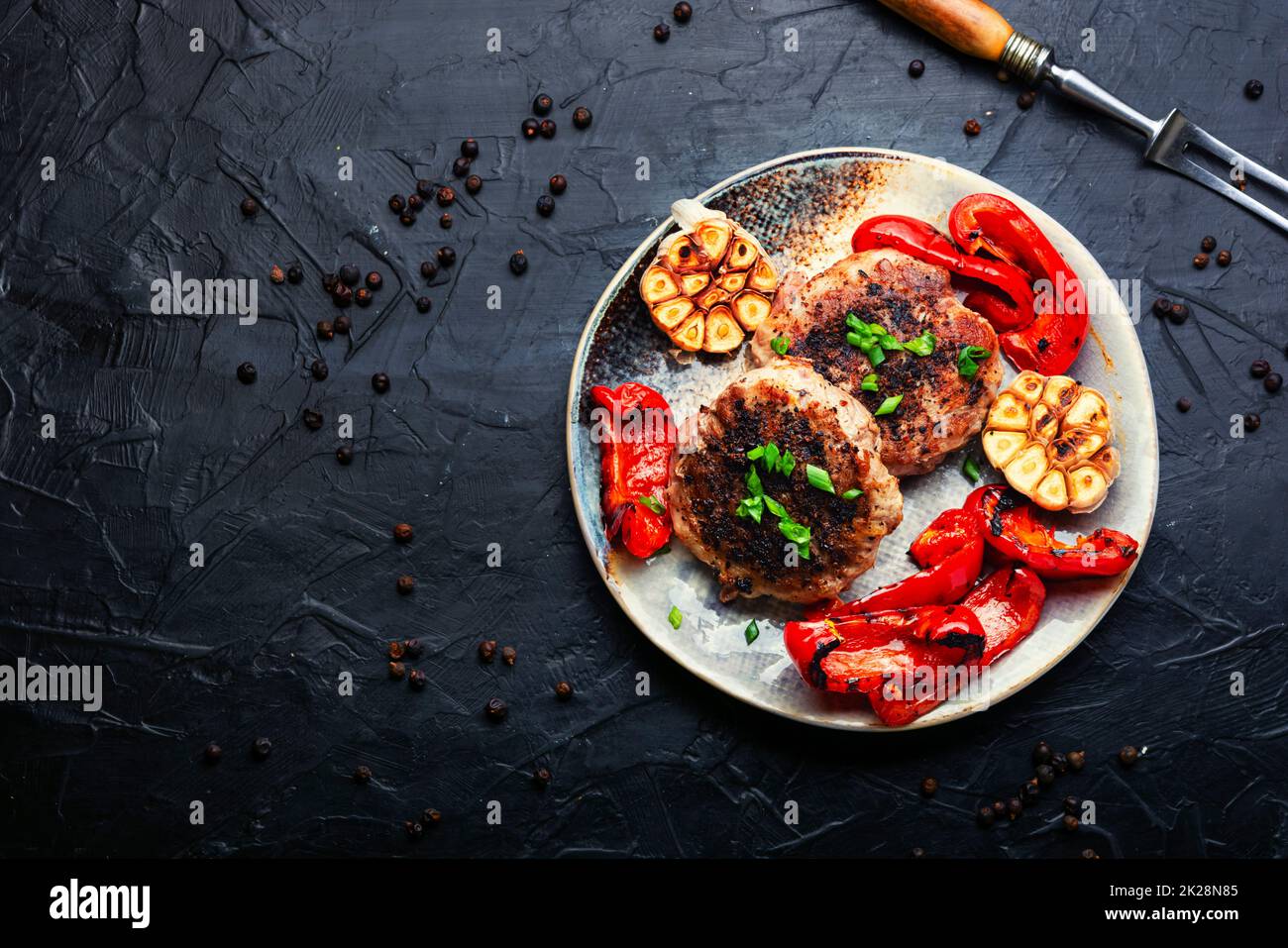 Fried rissole, cutlet in bacon Stock Photo