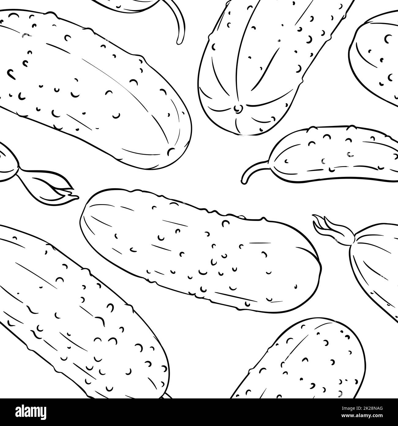 cucumber vegetable vector pattern Stock Photo