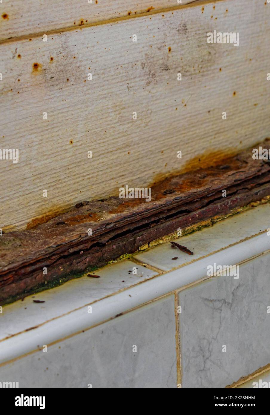 Dirty old rusted balcony parts at Naithon Beach Phuket Thailand. Stock Photo