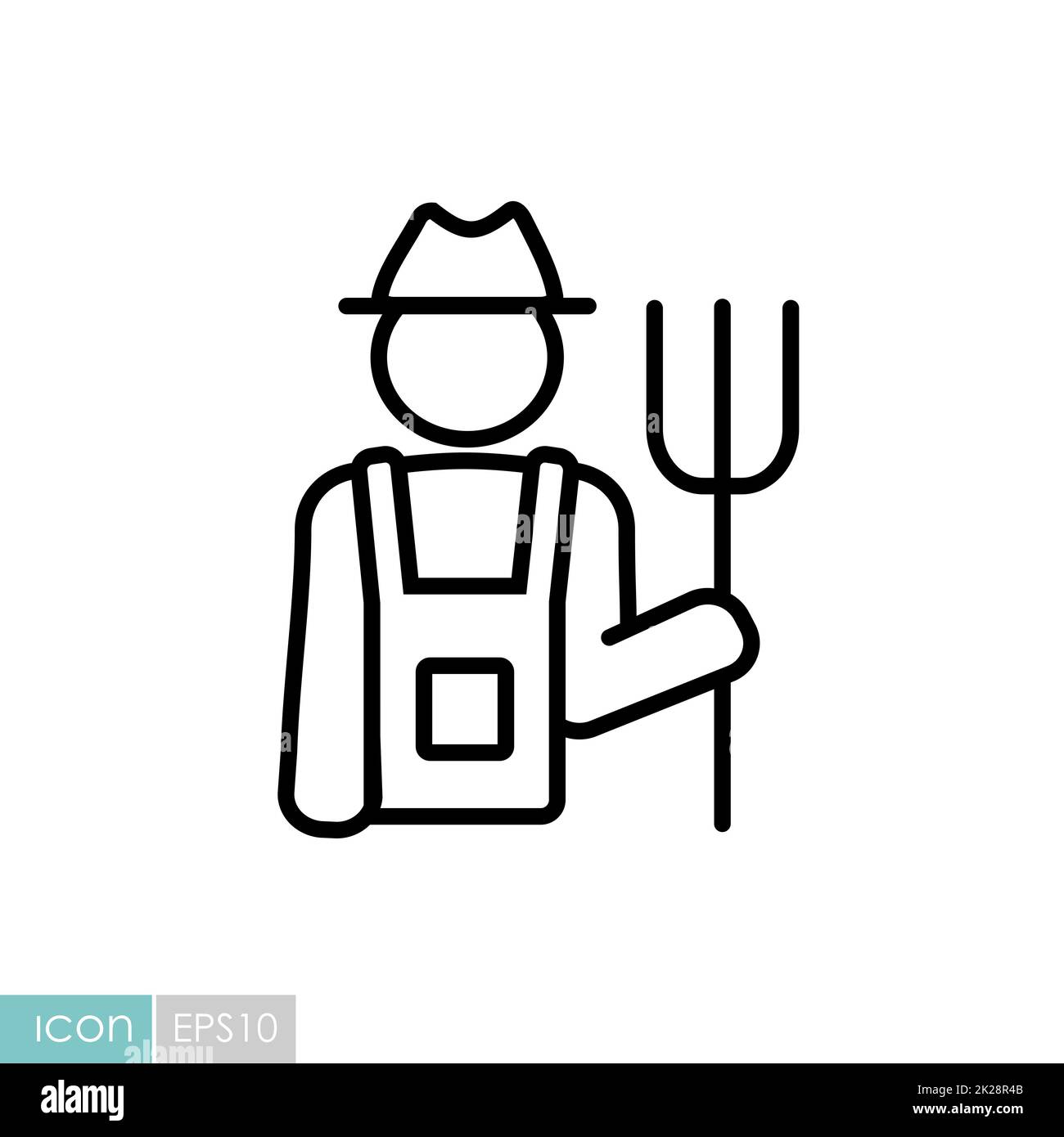 Farmer holding pitchfork vector icon Stock Photo