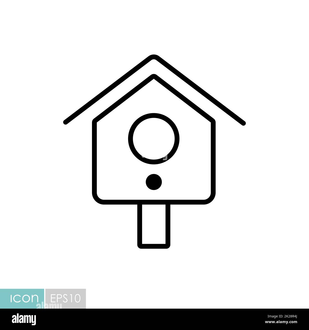 Wooden birdhouse, place for nest vector icon Stock Photo