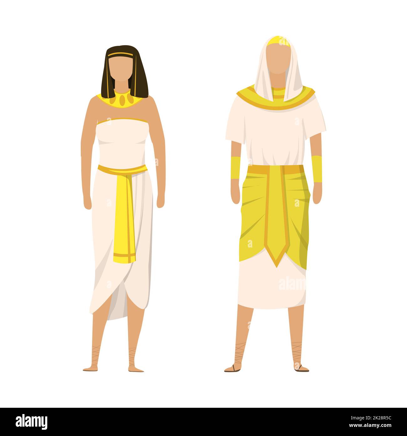 Girl and man in Egyptian folk national festive costumes - Vector Stock Photo
