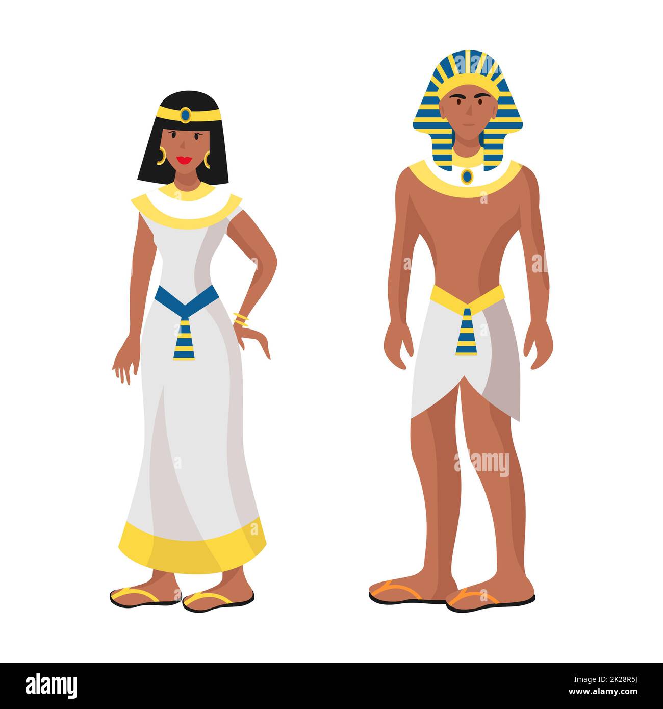 Girl and man in Egyptian folk national festive costumes - Vector Stock Photo