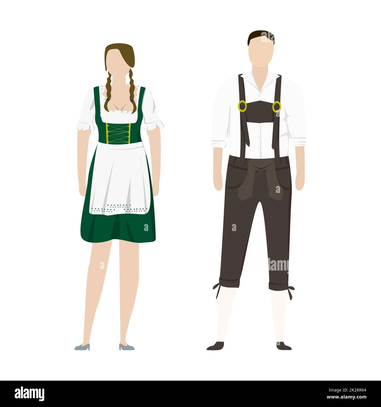 Girl and man in German national holiday costumes - Vector Stock Photo
