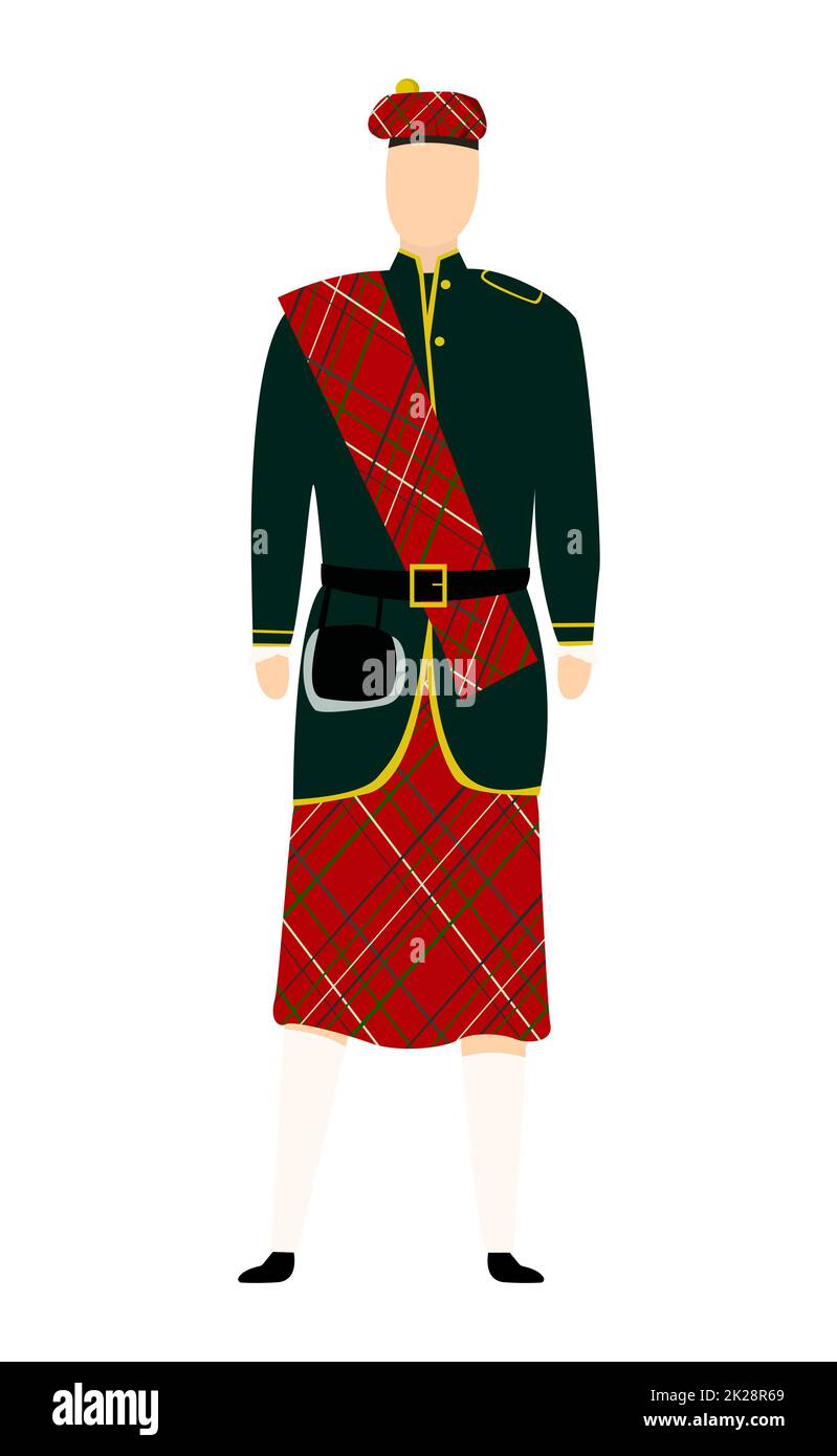 Smiling Boy Wearing National Costume Scotland Stock Vector