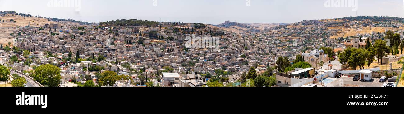 Jerusalem Southern Neighborhoods Panorama Stock Photo