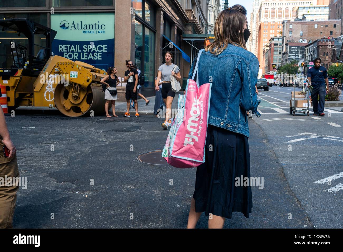 TJ Maxx shopper in Chelsea in New York on Wednesday, September 14, 2022.(© Richard B. Levine) Stock Photo