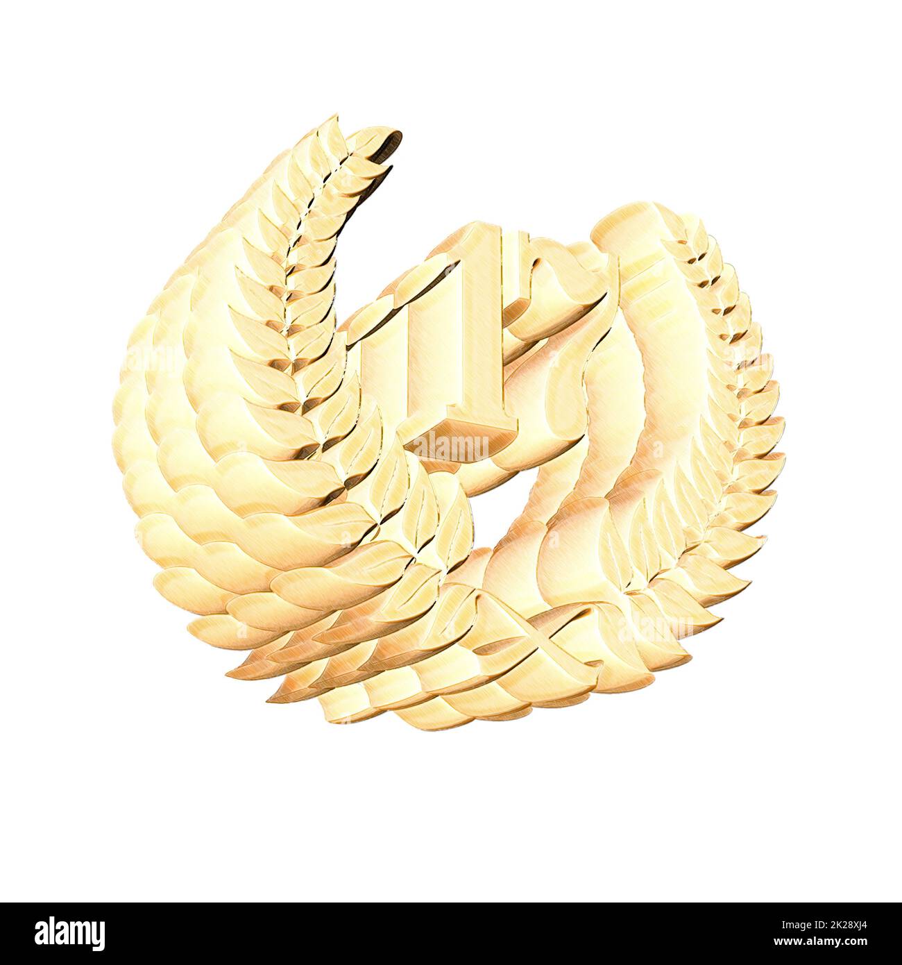 Number 17 with laurel wreath or honor wreath as a 3D-illustration, 3D-rendering Stock Photo