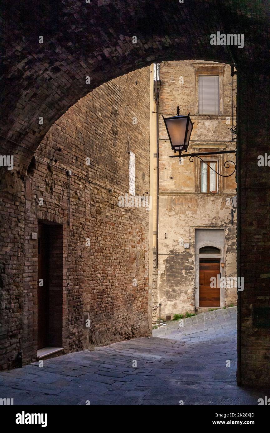 Siena Italy, historic old  urban streetscape Stock Photo