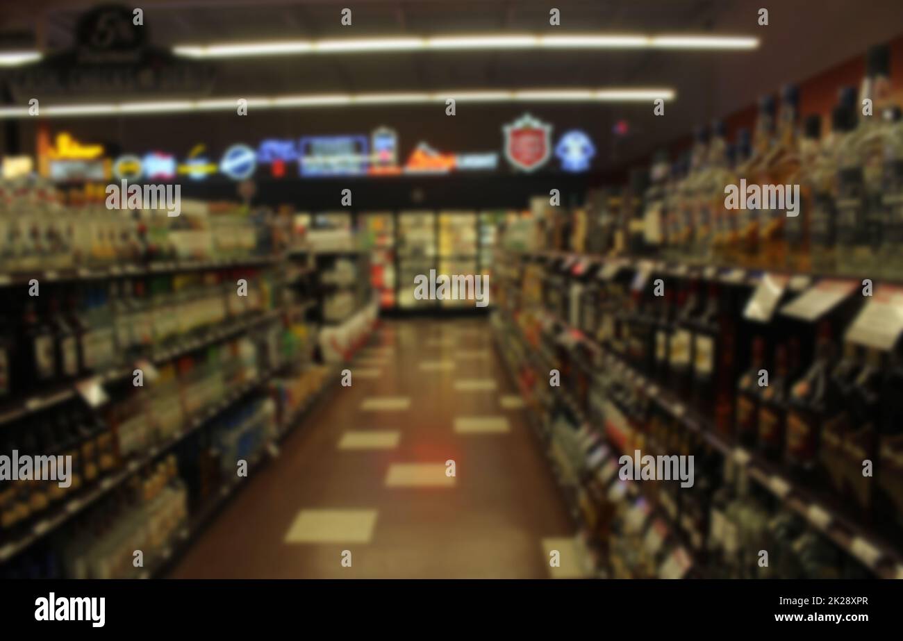 Blur Background Inside Beer, Liquor and Wine Store Stock Photo Alamy