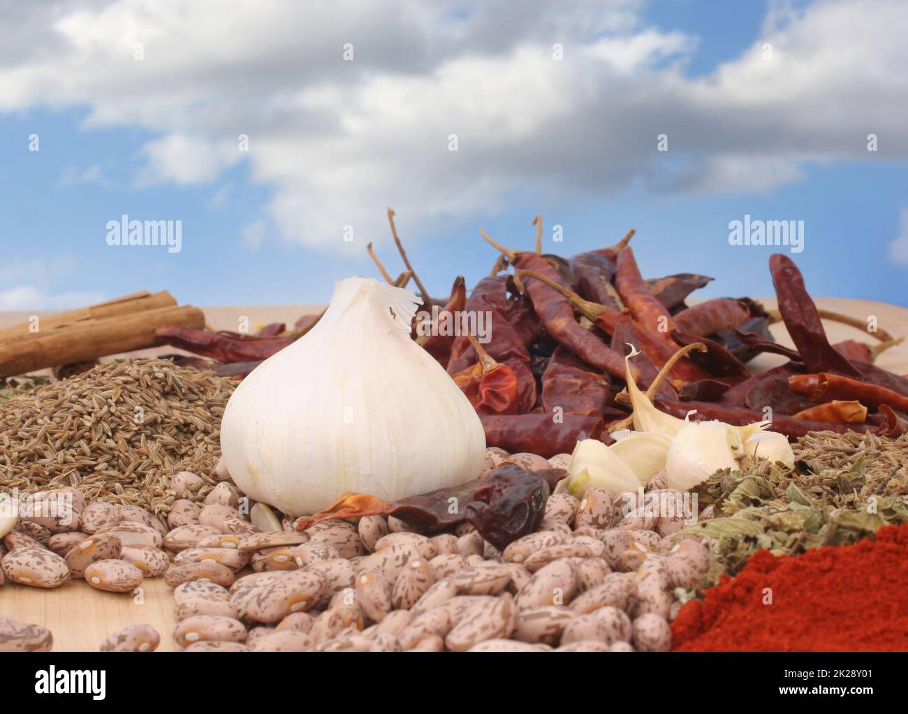 Spices Pinto Beans With Paprika and Mexican Oregano Stock Photo - Alamy