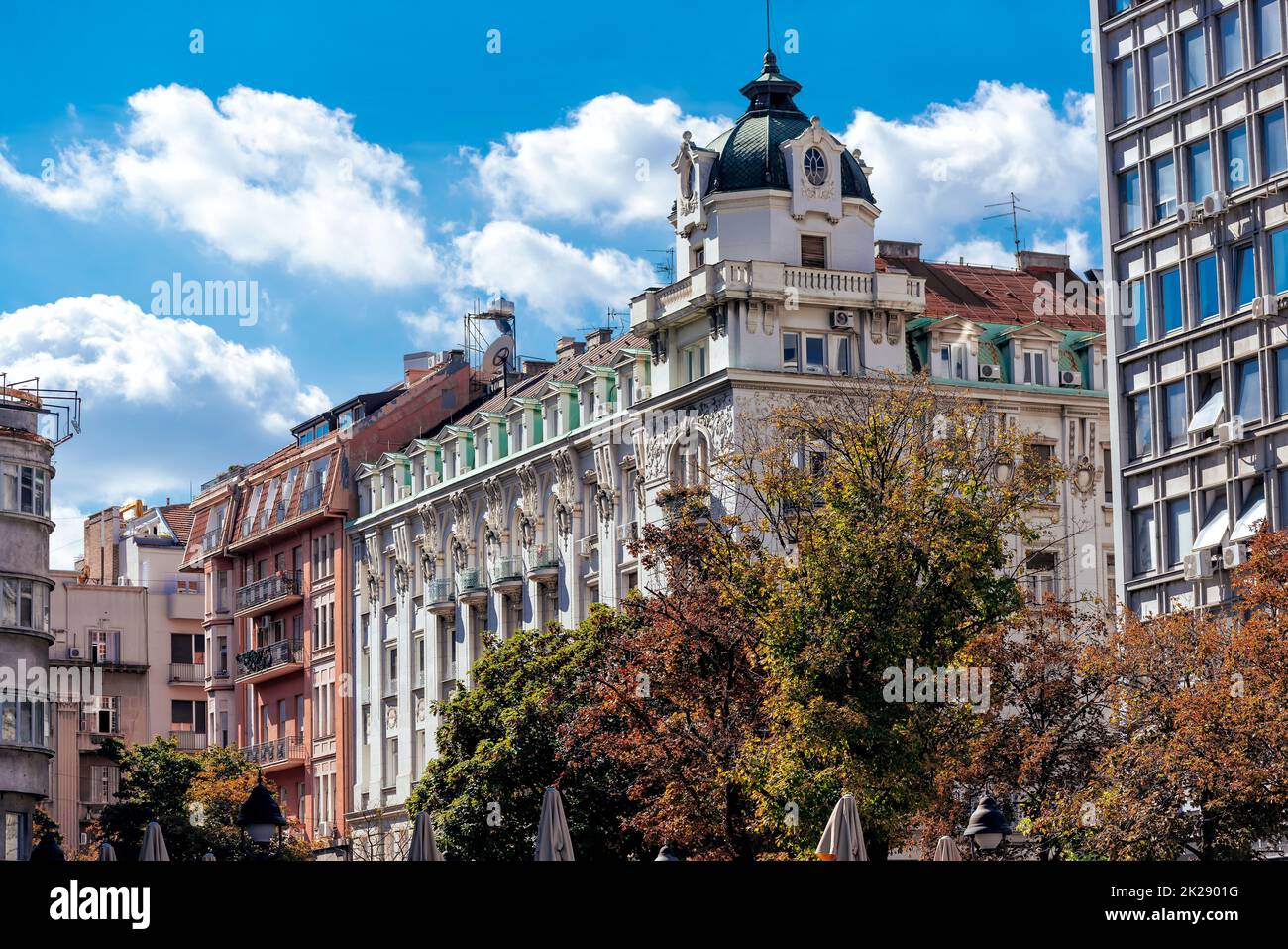 Baroque style building at (Kneza Mihaila or Knez Mihailova) street. Belgrade, Serbia Stock Photo