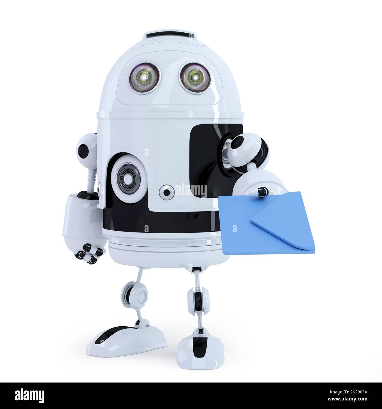 Robot with envelope. Communication technology concept Stock Photo