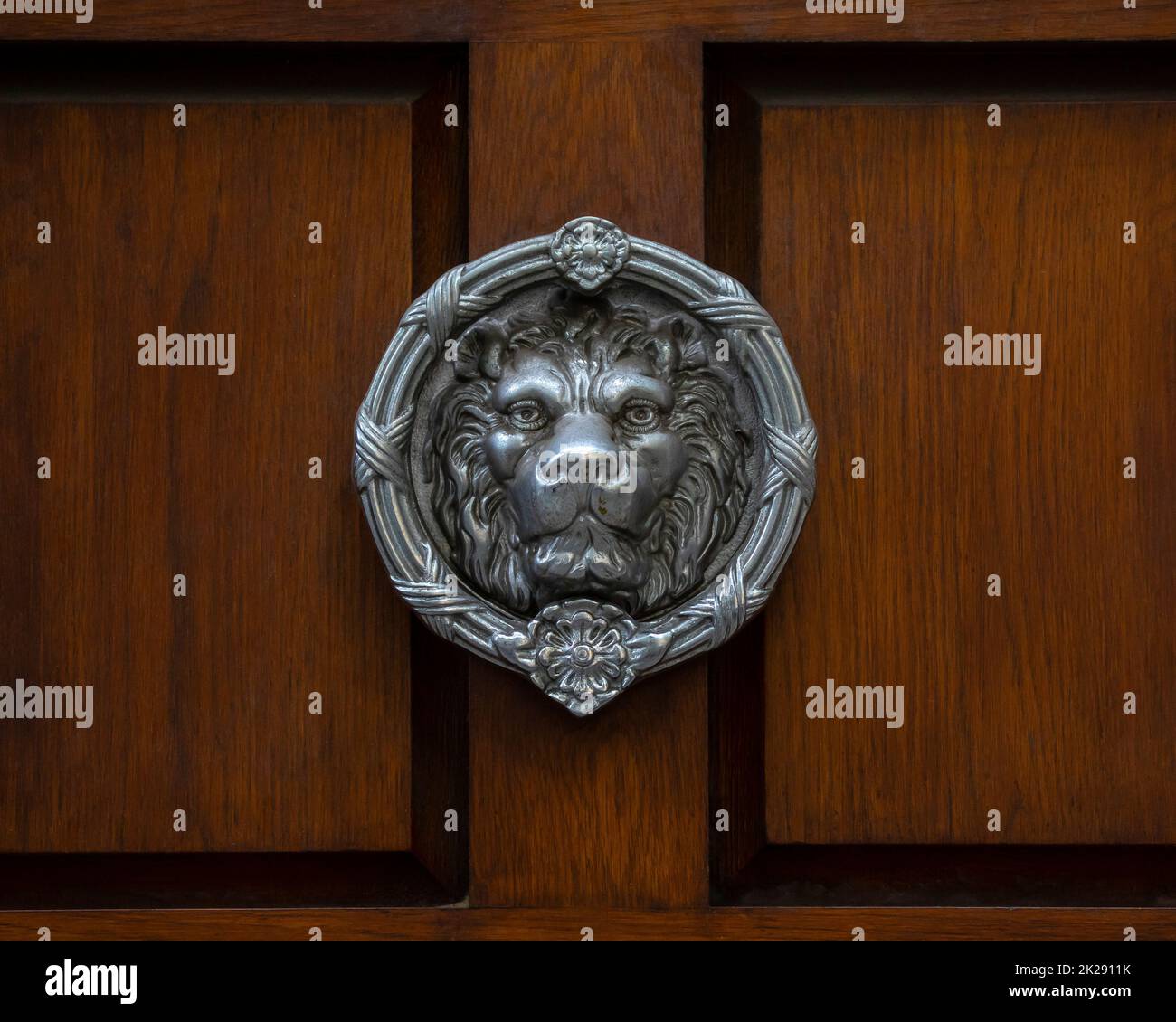 Close-up of a beautiful Lion door knocker. Stock Photo