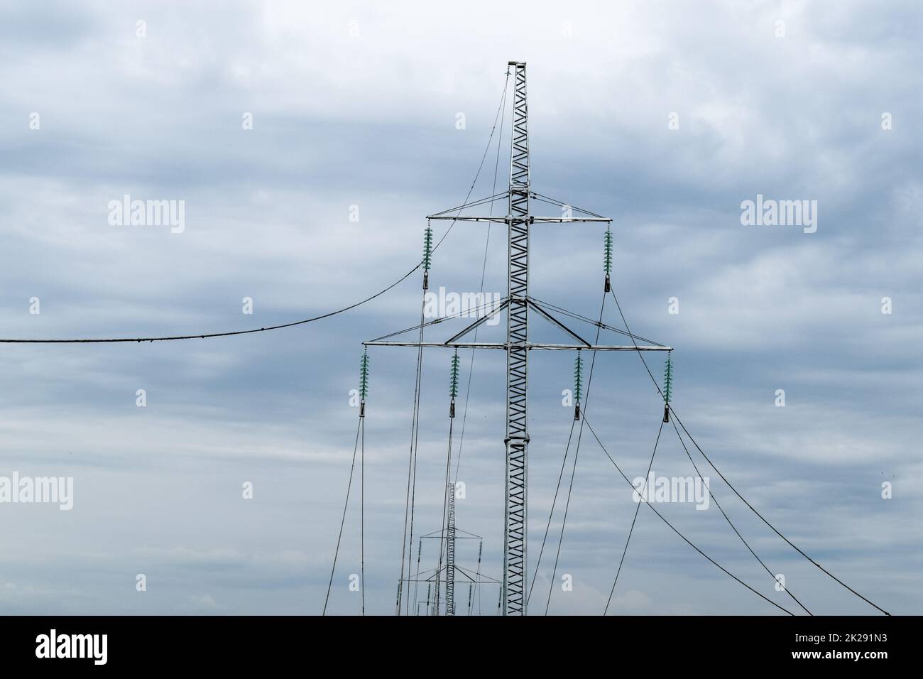 Construction of a highvoltage power line Stock Photo Alamy