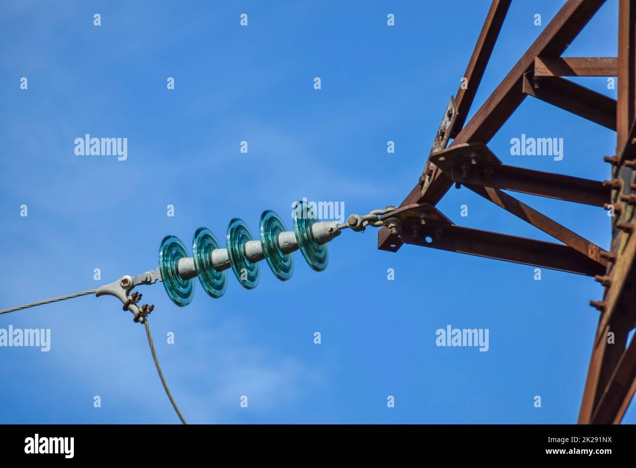 Glass prefabricated high voltage insulators on poles highvoltage power