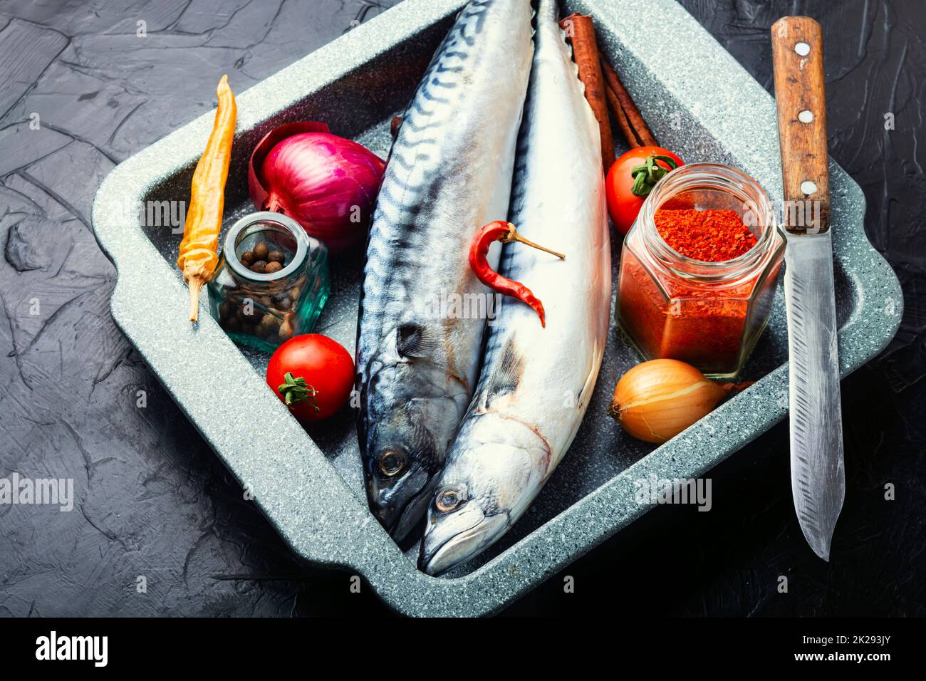 Fresh, raw mackerel fish Stock Photo Alamy