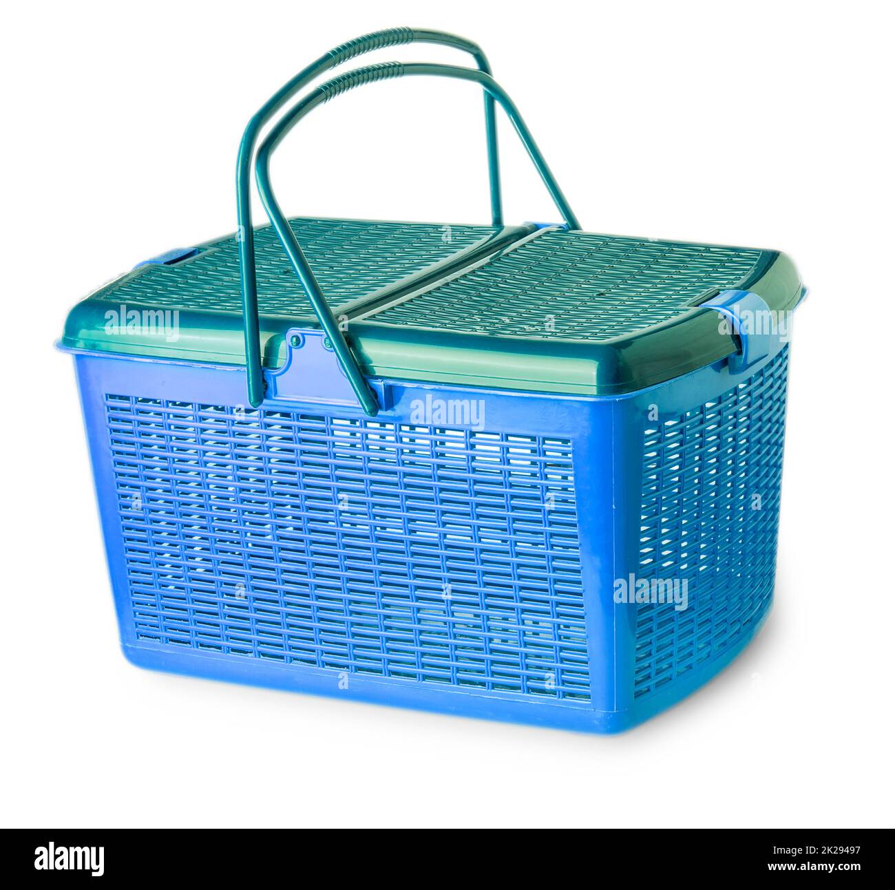Hand craft plastic basket isolated on white background with clipping path Stock Photo