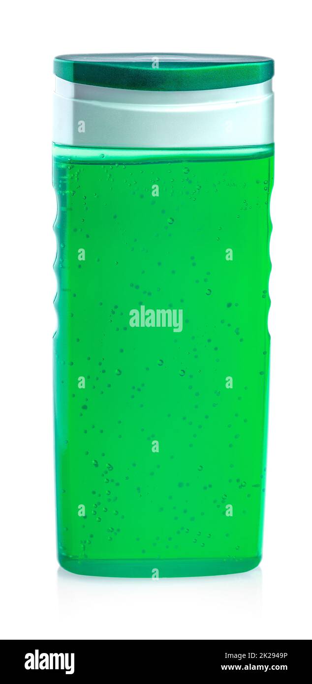 green shampoo bottle isolated on white background Stock Photo
