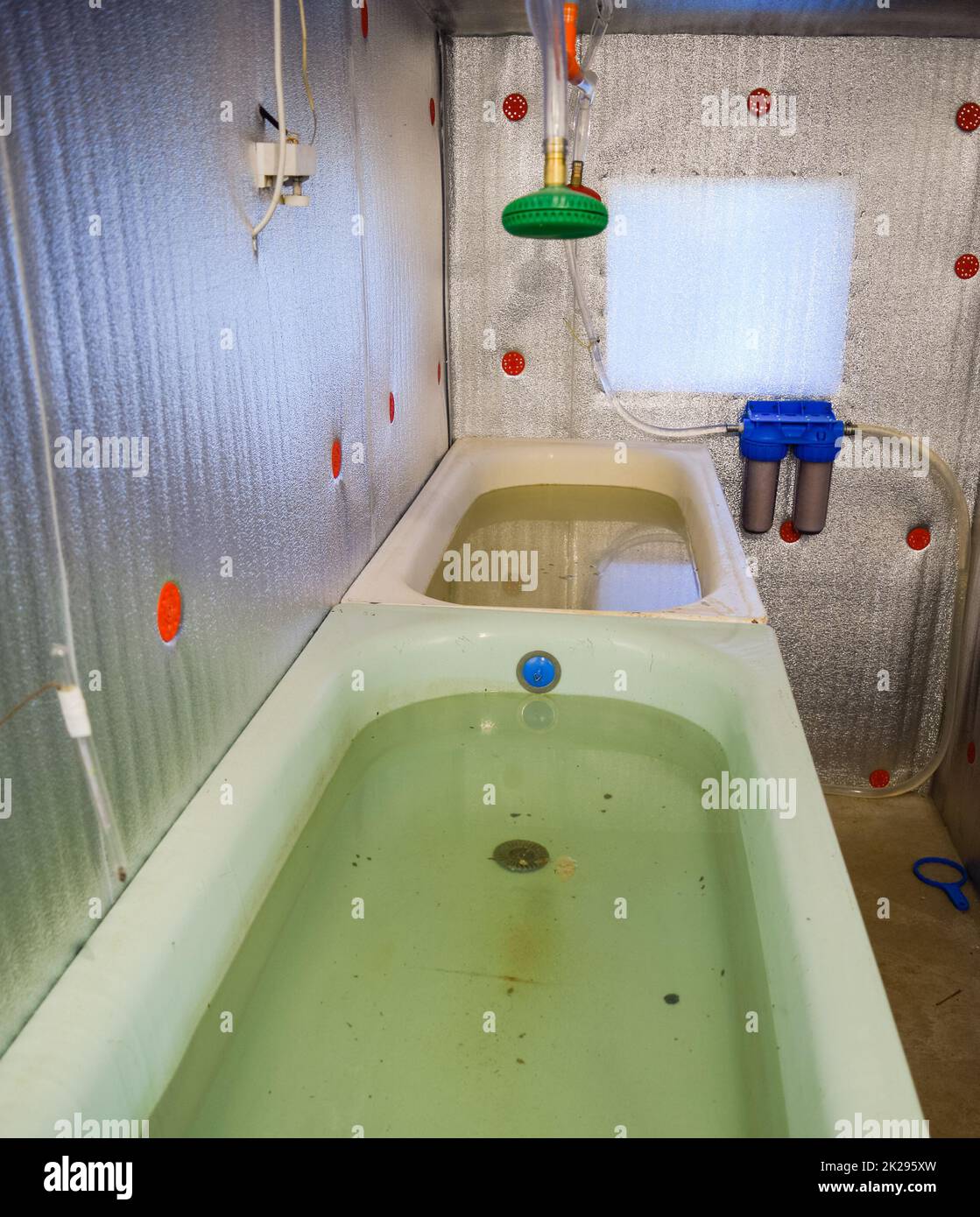 A room for growing fish fry. Bath for the fry. A fishnursery Stock