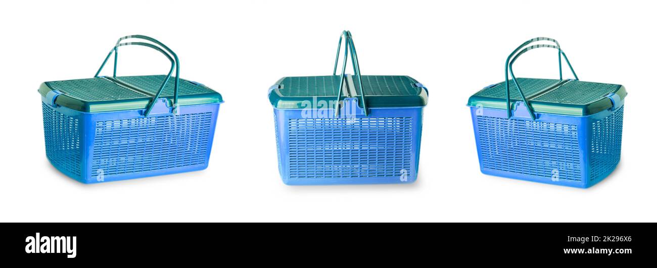 Hand craft plastic basket isolated on white background Stock Photo