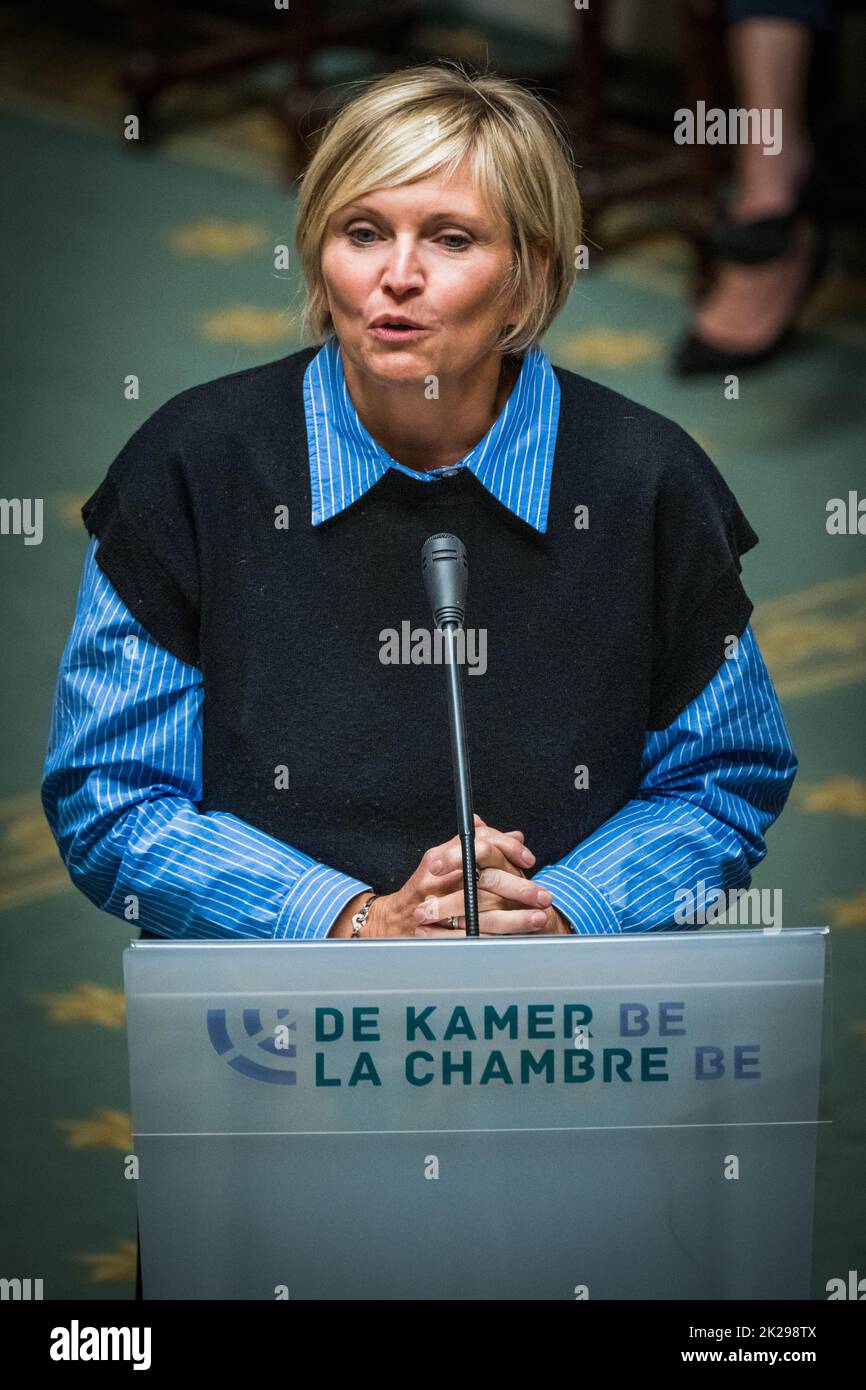 Brussels, Belgium, 22 September 2022. MR's Florence Reuter pictured during a plenary session of the Chamber at the Federal Parliament in Brussels, Thursday 22 September 2022. BELGA PHOTO JASPER JACOBS Stock Photo
